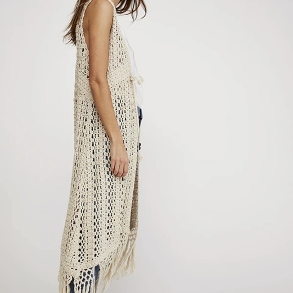 Free people Boho  crochet knit maxi vest - Picture 3 of 11